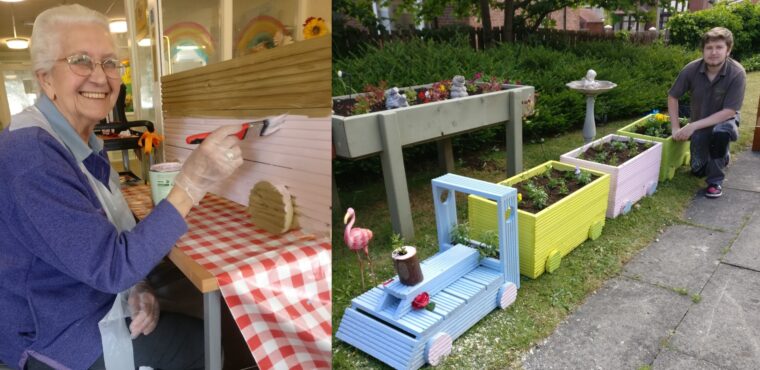 friendly train planter arrives at willowdene care home