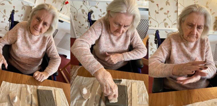 home resident making ceramic tiles