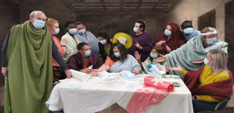 "The Last Isolation" participants wearing face masks